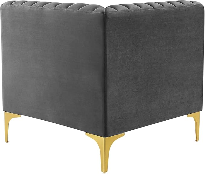 Modway EEI-3983-GRY Triumph Channel Tufted Performance Velvet Sectional Sofa - Image 4