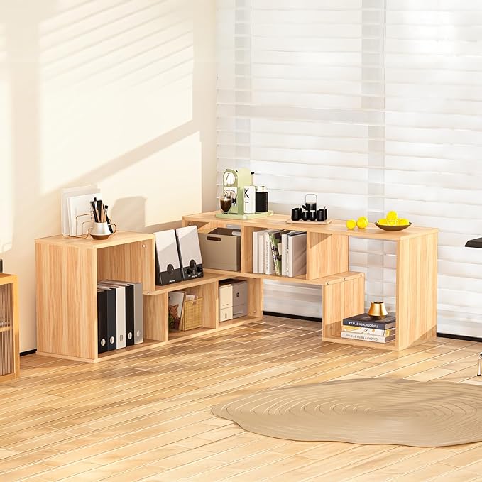 Recaceik Cube Bookshelf 2 Shelf Bookcase L-Shaped TV Console Stand Modern - Image 4