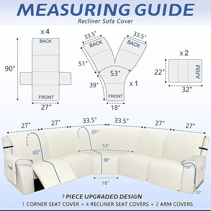Arfntevss Recliner Sectional Couch Covers 1OO% Waterproof L Shape Sofa Cover - Image 2