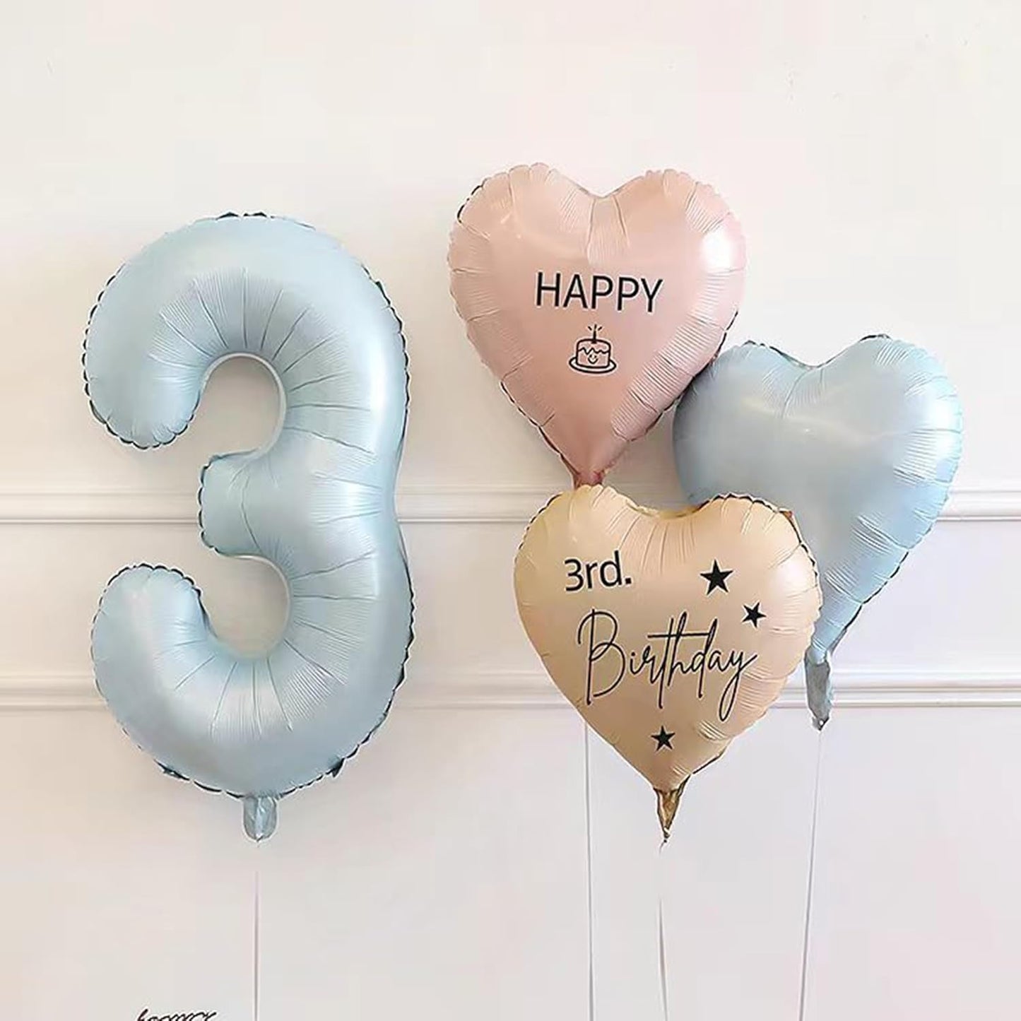 40 Inch Blue Large 0-9 Numbers Balloons,Digit 3 Helium Balloons,3rd Year Old Birthday Decor Foil Mylar Big Number Pastel Balloons for Birthday Party Anniversary Supplies Decorations (Blue 3)