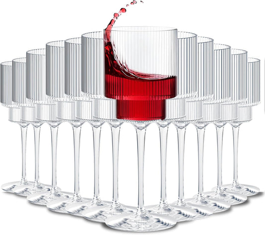 Plastic Goblets Wine Glasses - 12Oz Acrylic Wine Glasses Origami Unbreakable Clear Plastic Cocktail Glasses Recyclable Shatterproof Reusable Wine Cups for Parties & Weddings (Transparent 1)