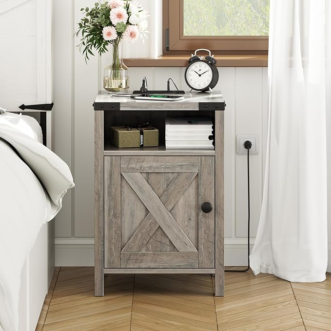 Fameill Farmhouse End Tables Set of 2, Nightstands - Image 8