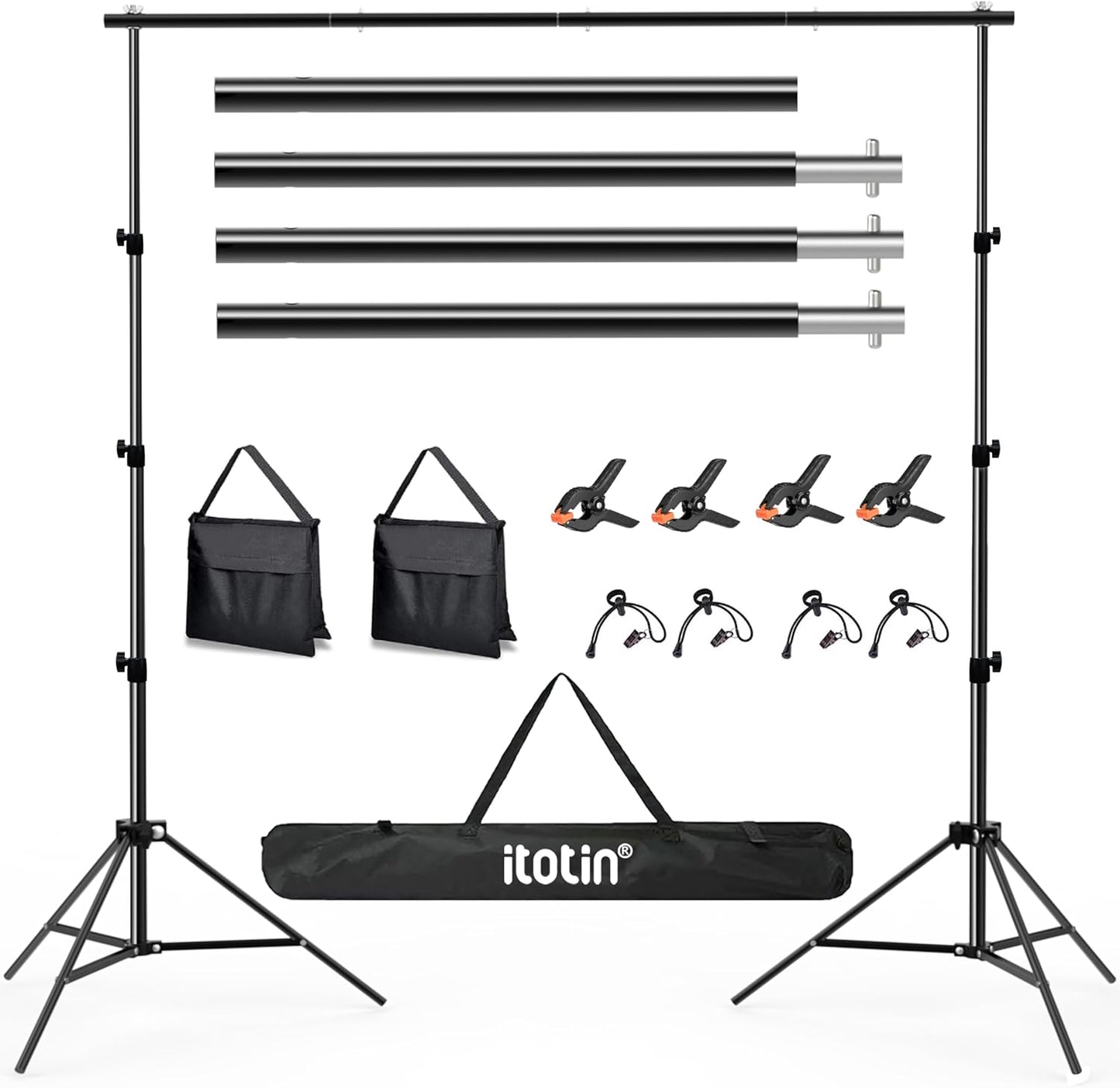 Photo Backdrop Stand 9ft x 10ft Photograhy Adjustable Background Stands Support Kit with Carry Bag for Photo Studio, Photoshoot, Parties, Photographic Equipments