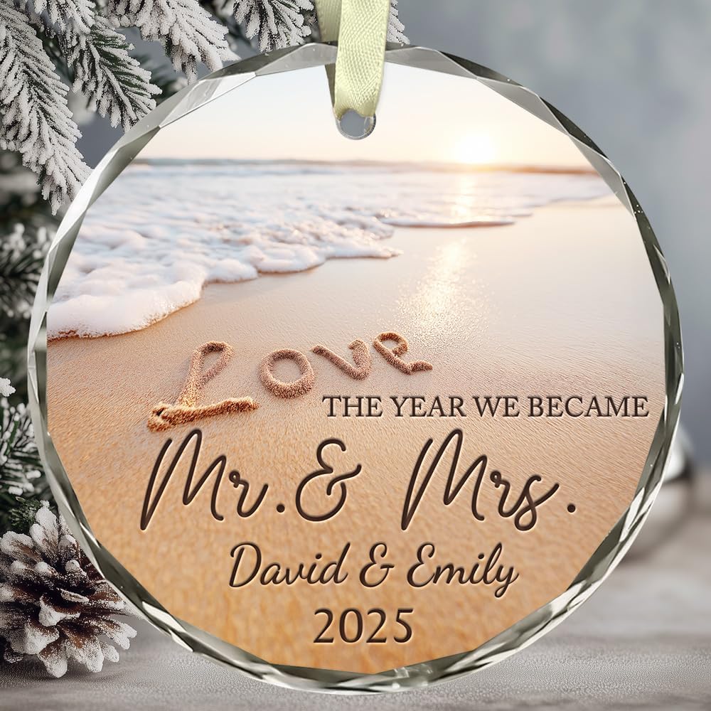 Personalized Wedding Christmas Ornaments - Mr And Mrs Ornament, 2025 Wedding Ornament - Engagement Gifts For Couples - Gifts For Newly Engaged Couples