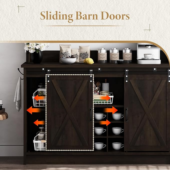 4ever2buy Farmhouse Coffee Bar Cabinet - Image 3