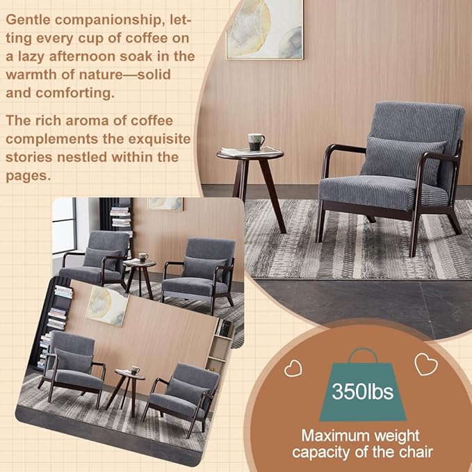 Mid-Century Modern Accent Chair & Coffee Table Set - Image 4