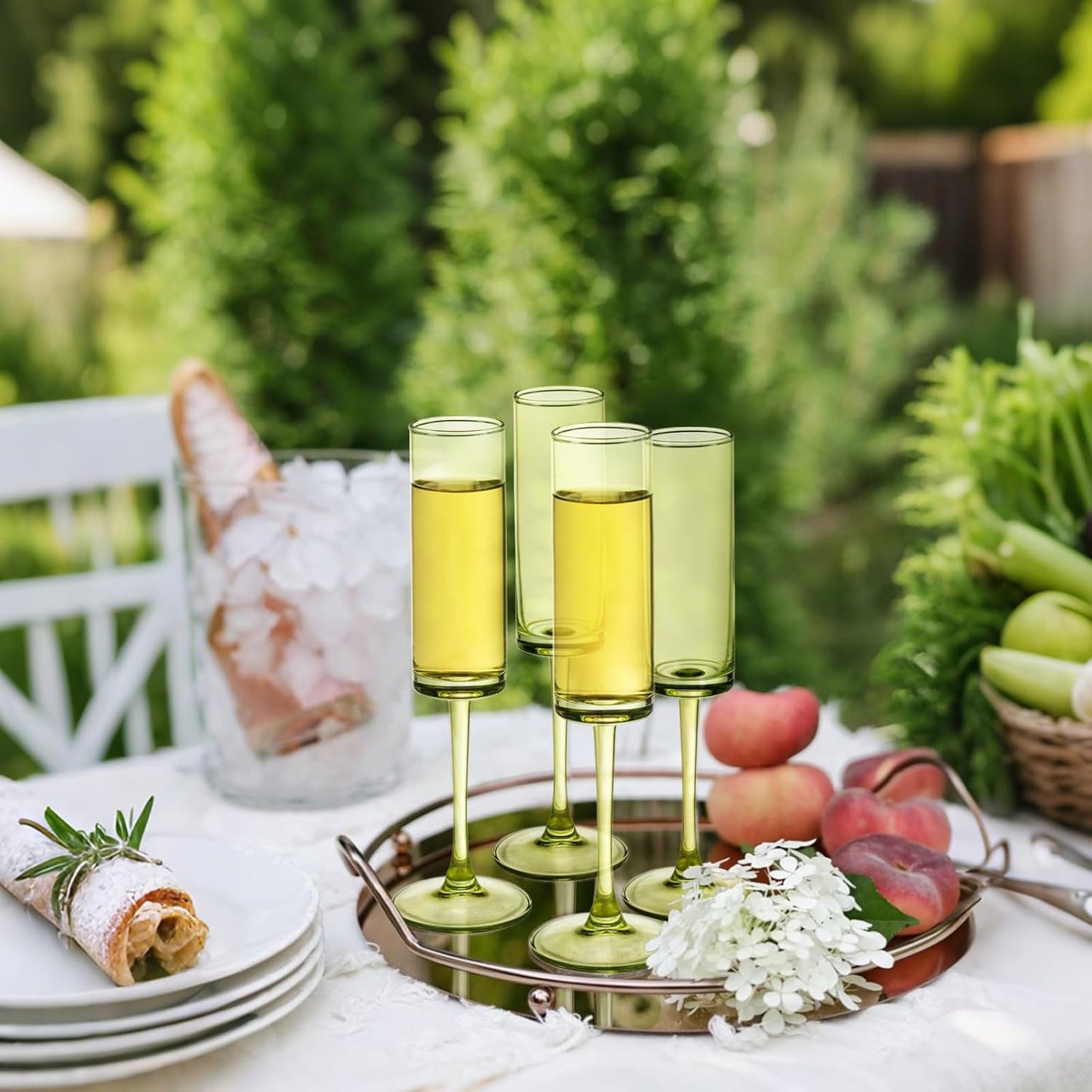 12 Pieces Green Champagne Flutes 6 OZ Straight Sided Wine Glasses Champagne Long Stem Drinking Colored Glasses,Set of 12 Hand Blown Champagne Flutes Goblets for Wedding Cocktail Cups,Cava, Prosecco