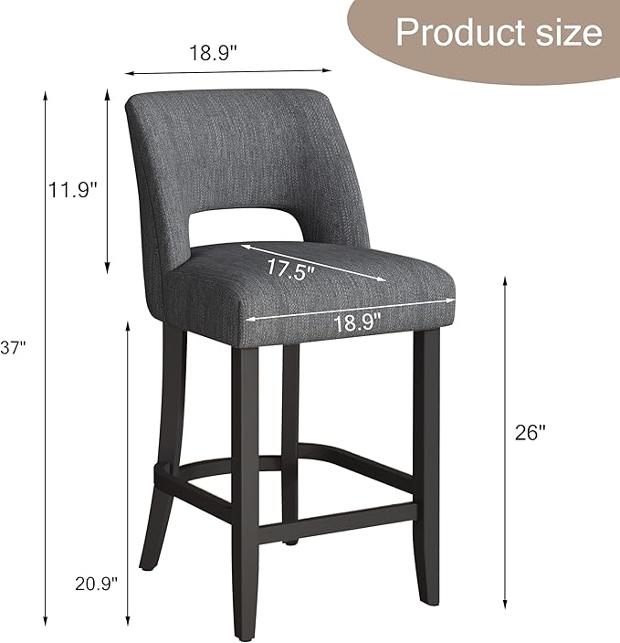 VKNOW Bar Stools Set of 2, Modern Counter Stools - Image 2