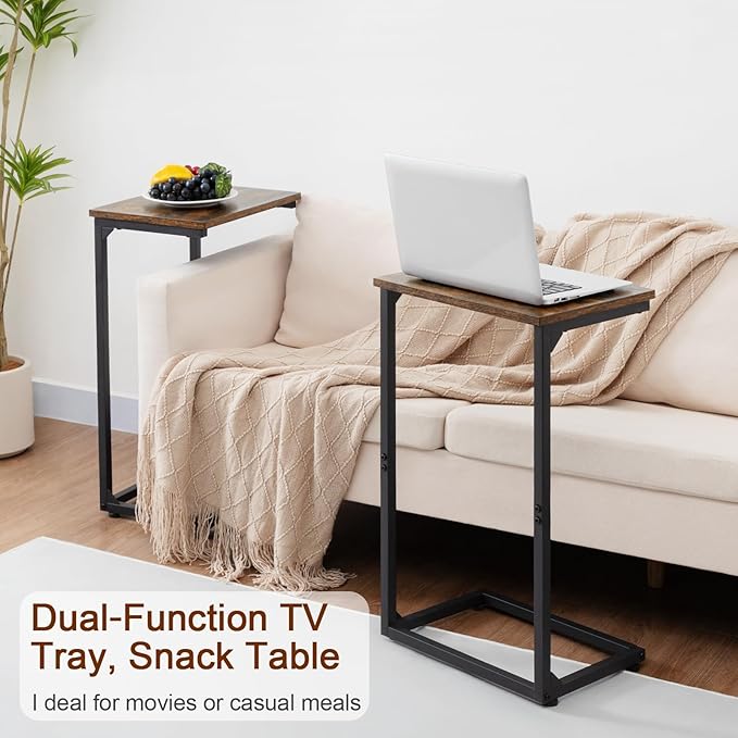 AMHANCIBLE C Shaped End Tables Set of 2, Couch Side Tables that Slide Under Sofa - Image 6