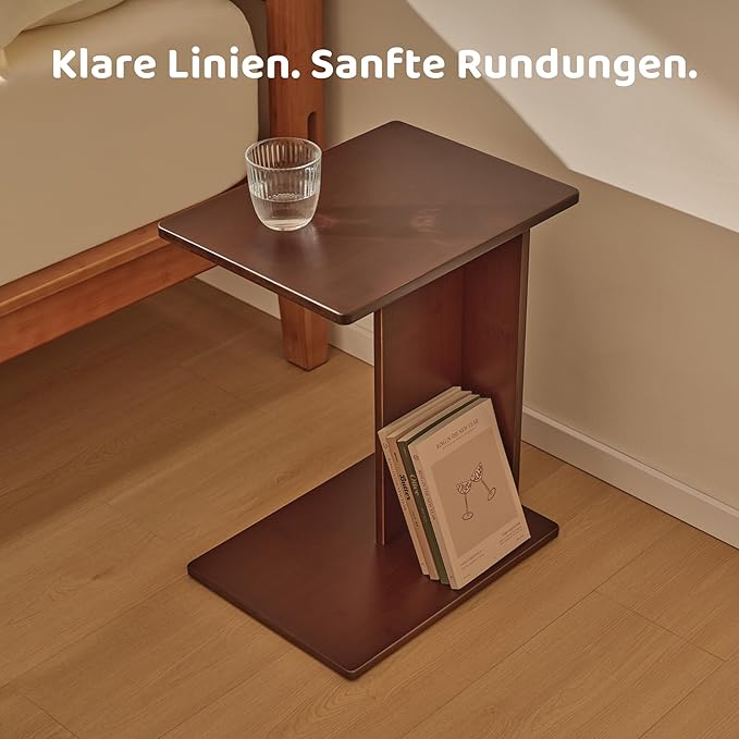 RECCI Solid Bamboo C-Shaped End Table Set of 2 - Image 4