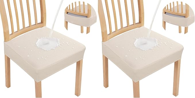 Smiry Waterproof Seat Covers for Dining Room Chairs Set of 4, Stretch Jacquard by Smiry