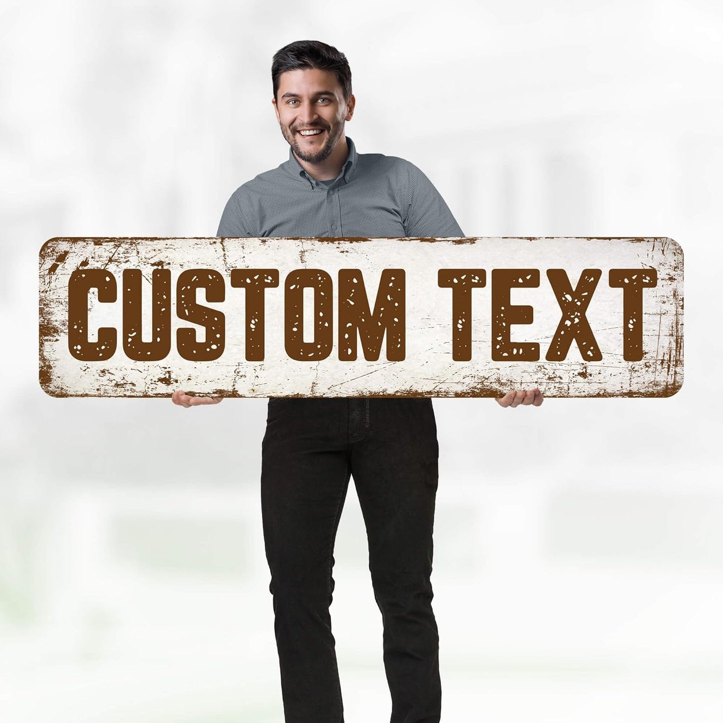 Custom Sign, Custom Street Sign, 11 Font Colors, 13 Font Styles, 4 Hole Options, 22 Sizes, 12x48 Inches, Rust Free DiBound, Fade Resistant, Made in USA by My Sign Center (Rustic)