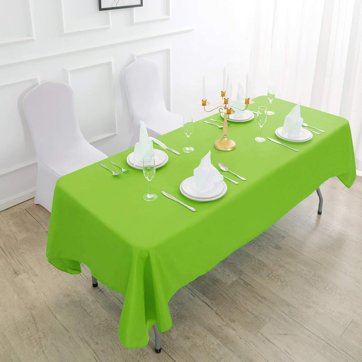 Rectangle Tablecloth 60x102 inch Washable Polyester Fabric Table Cloth for Wedding Party Dining Banquet Decoration（60x102, Apple Green）