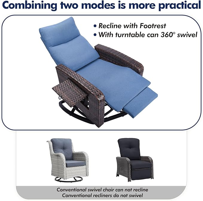 ZZW Outdoor Recliner Chair, Wicker Patio Recliners - Image 6