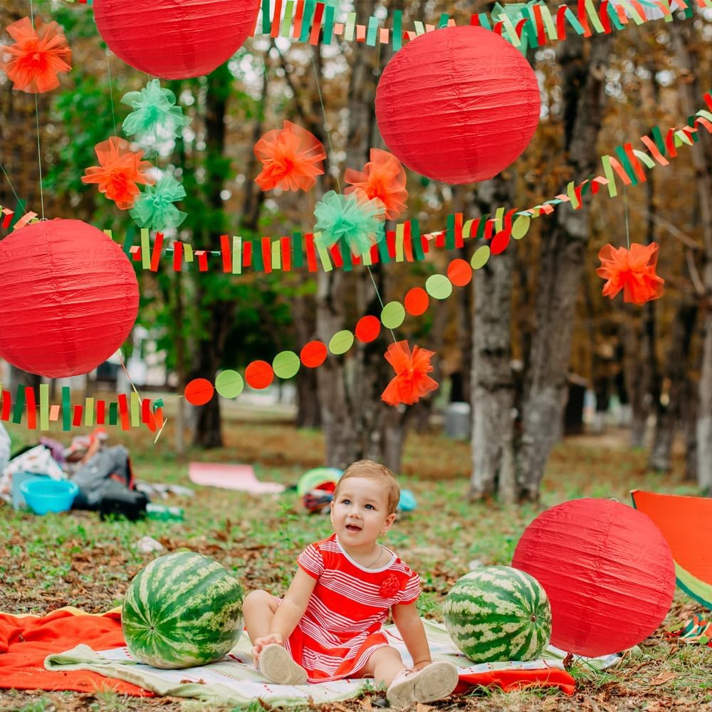 BEISHIDA 12-Inch Red Round Paper Lanterns Decorative Hanging Asia Chinese Japanese Paper Lanterns Lamp for Birthday Wedding Baby Bridal Shower Christmas Home Decor Party Decoration（6 Packs）