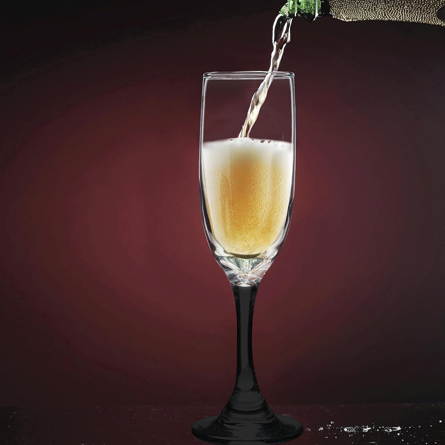 DISCOUNT PROMOS Premiere Champagne Flutes 6.25 oz. Set of 10, Bulk Pack - Elegant Drinkware for Weddings, Events, & Promotional Gifts - Black