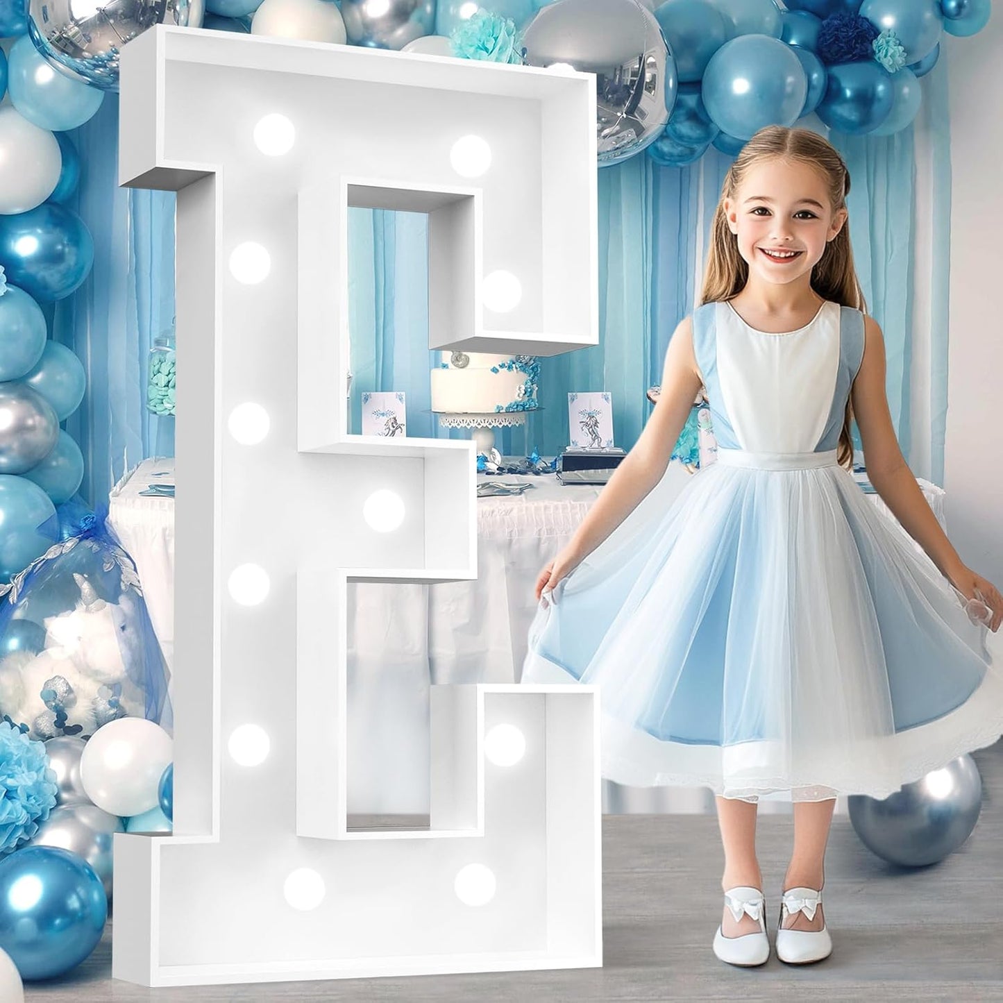 Ledido 4FT Marquee Light Up Letters, Cool White Light Up Letters Large Marquee Letter for Party Decorations, Mosaic Letter E for Balloons, Wedding Birthday Graduation Decor