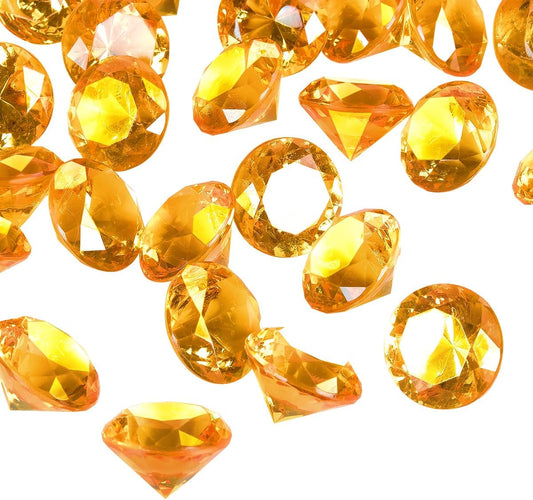 Acrylic Diamond Fake Gems Vase Filler, Babenest 240pcs 3/4 Inch Faux Diamonds Crystals Jewels for Table Scatters Wedding Party Event Arts & Crafts Birthday Decoration Favor (Orange)