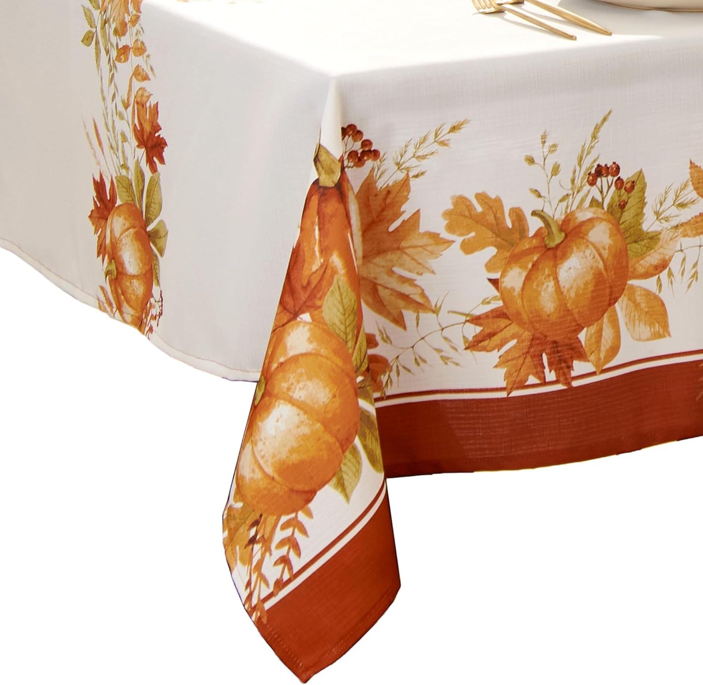 Elrene Home Fashions Autumn Pumpkin Grove Wrinkle Resistant Tablecloth, 60"x144" Rectangle, Multi Color