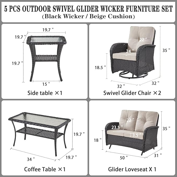 Belord 5-Piece Patio Furniture - Image 2