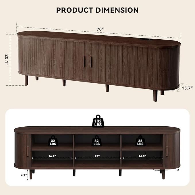 70" Mid Century Modern TV Stand - Image 3