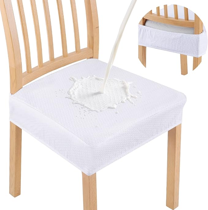 Smiry Waterproof Seat Covers for Dining Room Chairs Set of 2, Stretch Jacquard by Smiry