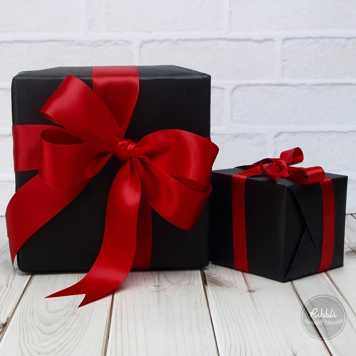 Ribbli Red Double Faced Satin Ribbon,1-1/2” x Continuous 25 Yards,Use for Bows Bouquet,Christmas Gift Wrapping,Floral Arrangement