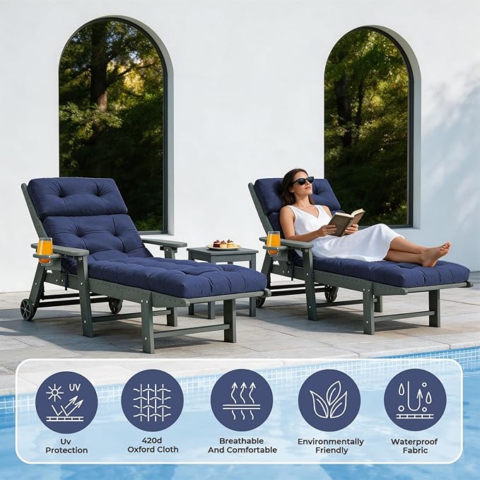 Chaise Lounge Cushion Outdoor, Waterproof Thick Patio Lounge Chair Cushion - Image 7