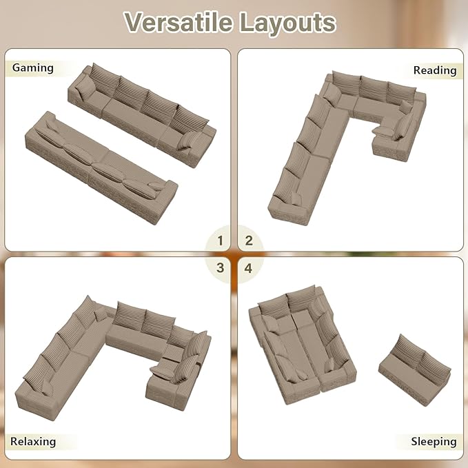 Sectional Cloud Couch for Living Room, Modular Floor Deep-Seat Sofa, Big Comfy - Image 6