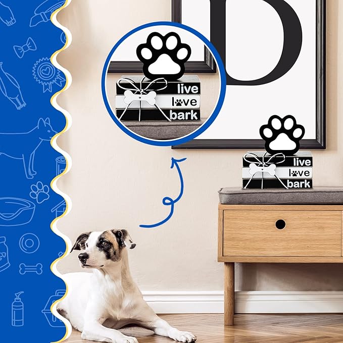 Pinkunn 4 Pcs Dog Paw Tiered Tray Decor Paw Wooden Book Block - Image 6