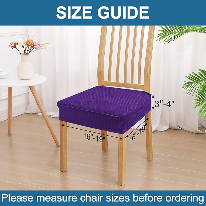 Smiry Waterproof Seat Covers for Dining Room Chairs Set of 8, Stretch Jacquard - Image 2