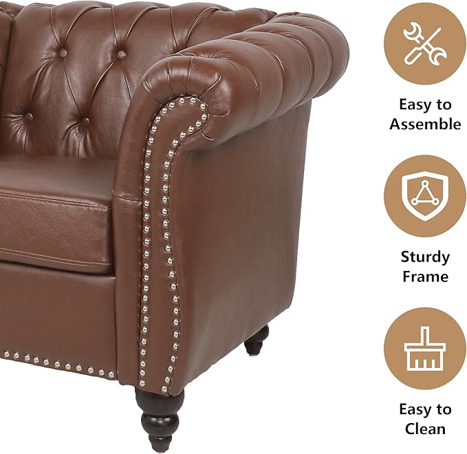 AVZEAR Chesterfield Loveseat Sofa, Upholstered Sofa Modern 2 Seater Couch Sofa - Image 3