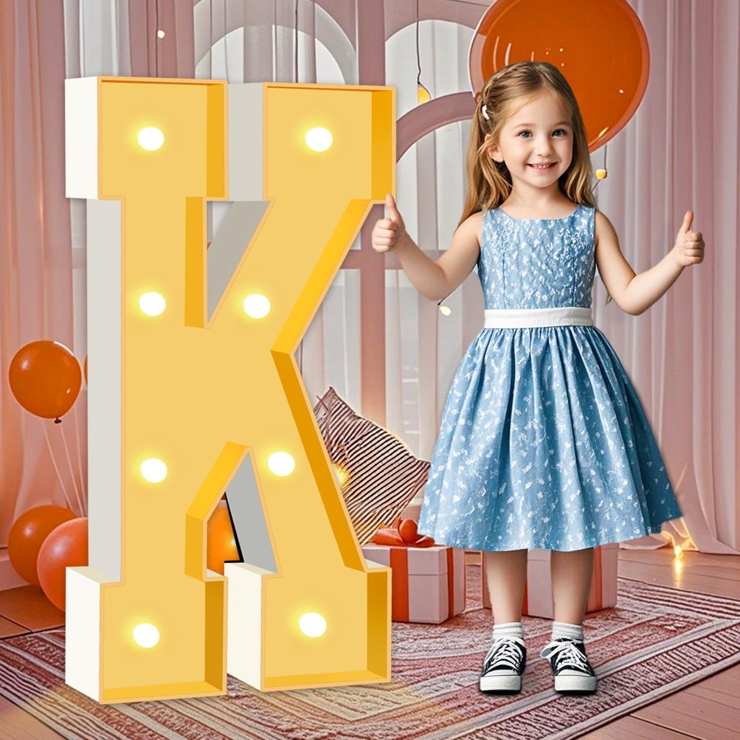 3FT Marquee Letters K, Party Decoration Large Marquee Light Up Letters, Pre-cut Foam Board Letter Set for Birthdays Baby Shower Wedding Event Bridal Shower Engagement Anniversarty Party Decor