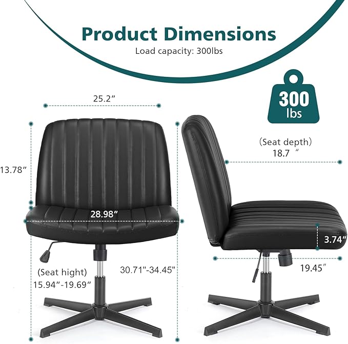 OLIXIS Criss Cross Legged Chairs No Wheels, Wide Seat Height Adjustable Swivel - Image 3