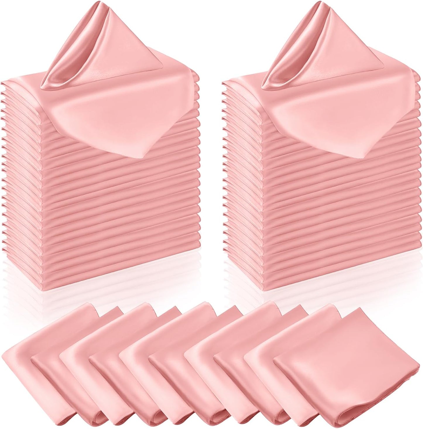 Manyshofu 60 Piece Blush Satin Napkins - 20x20 Inch Square Fabric Napkins for Wedding Dinner Party Lunch