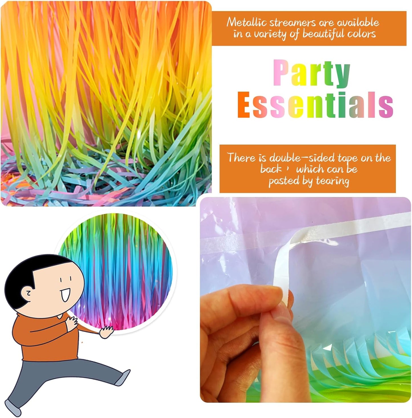 3 Pack Backdrop Pastel Rainbow Foil Fringe Backdrop Curtains Dance Party Decorations Photo Booth Props for Bachelorette Easter Decorations Christmas Halloween New Years Eve Party Supplies