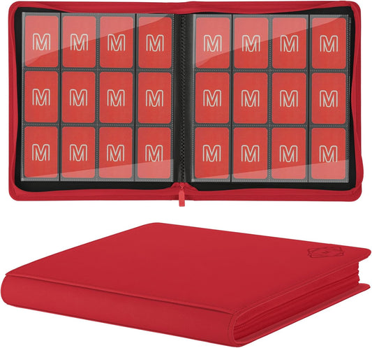 Premium Card Binder 12 Pocket for 720 Pockets Trading Card Binder, PU Zipper Card Collection Album, Sturdy Side-Loading Card Book Holder for MTG, TCG, Game Cards, Sports Cards