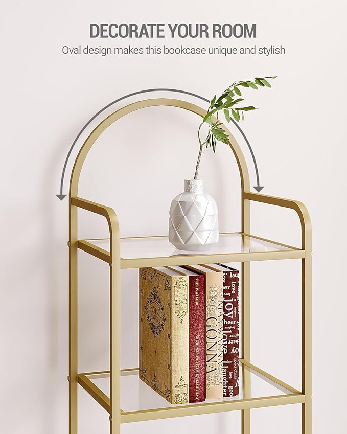 Hzuaneri Bookcase Bookshelf, Tempered Glass Bookshelves, Slim Shelving Unit - Image 6