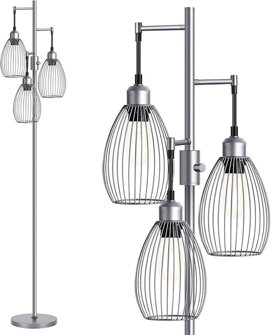 Nintiue Dimmable Floor Lamp, 3 x 800LM LED Edison Bulbs Included, Industrial by Nintiue