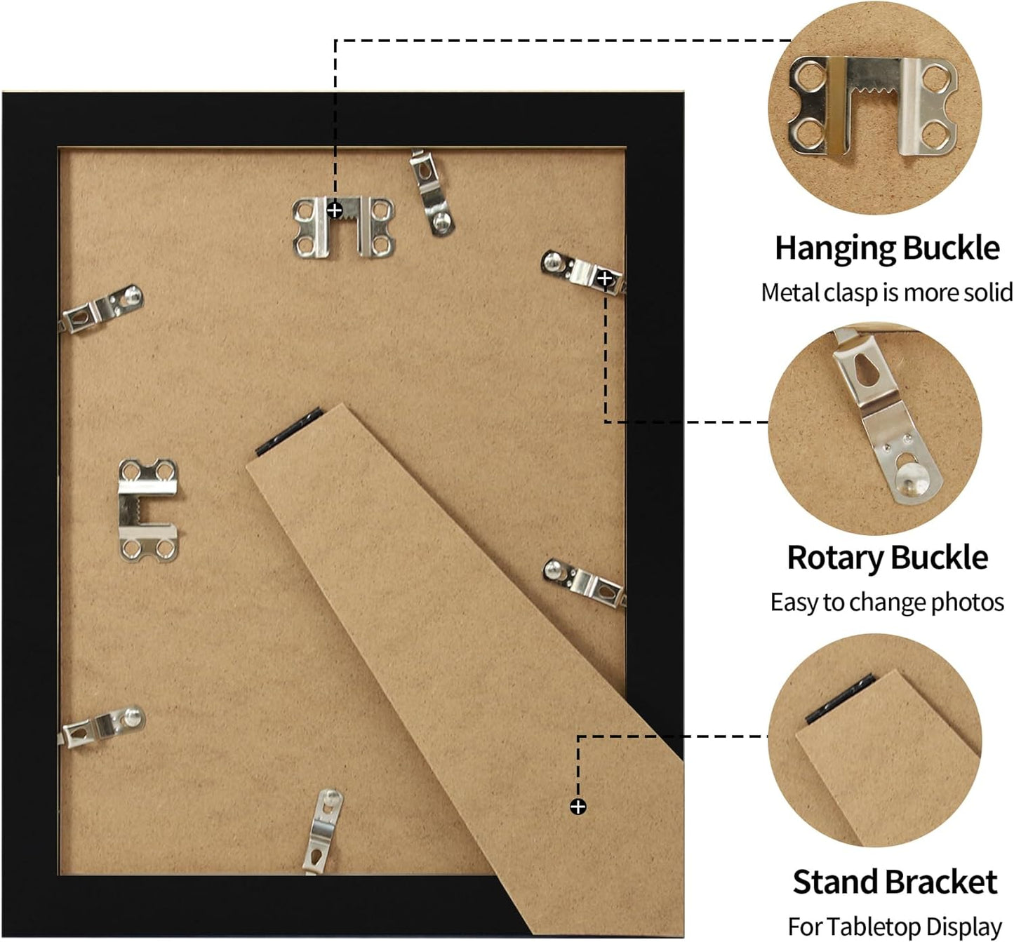 8.5x11 Picture Frame Set of 4, Wood Black Certificate Frame with Real Glass, Photo Frames 8.5 by 11 Diploma Document for Wall Hanging and Tabletop Display