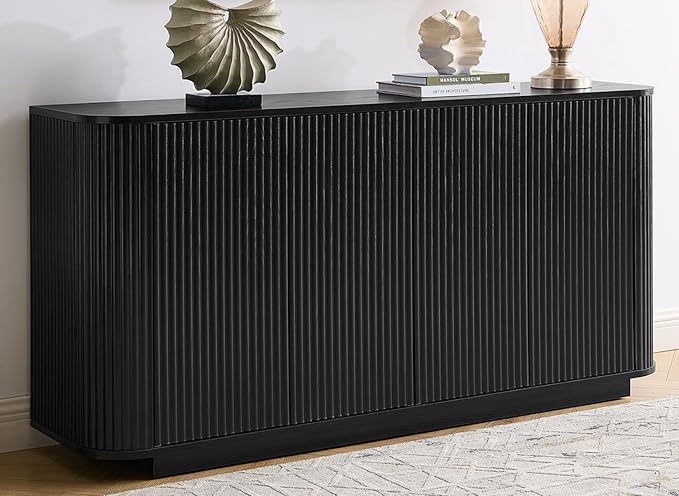 LKTART 64" Buffet Cabinet with Storage, Modern Fluted Accent Sideboard Media by LKTART