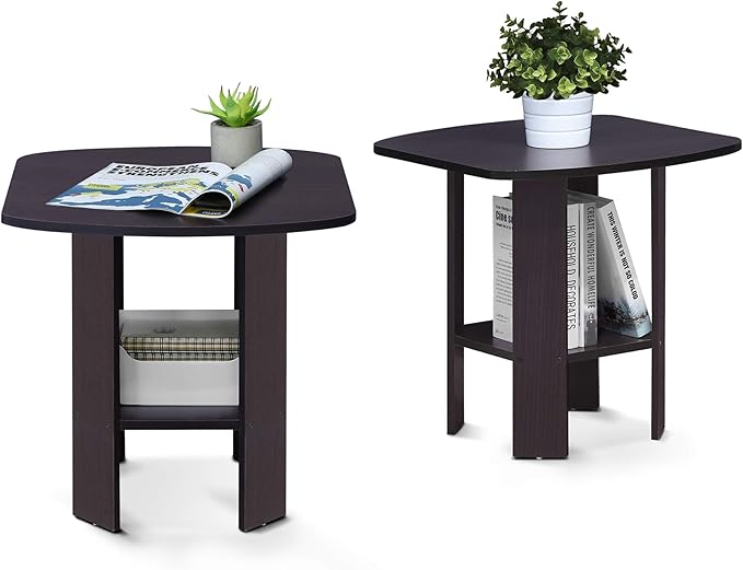 Furinno Simple Design Side Table Set of 2, 2-Tier Modern End Table by Furinno-FitsYourSpaceFitsYourBudget