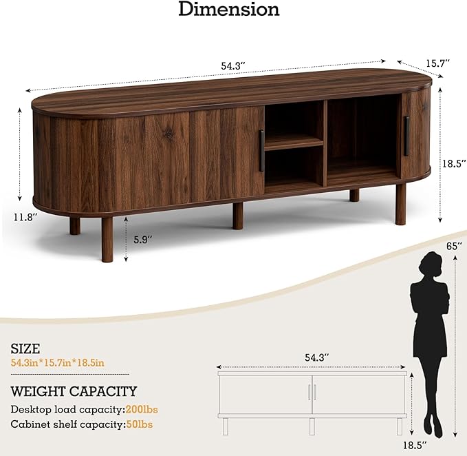 ZttRiee TV Stand for TVs up to 60 Inch, Entertainment Center - Image 3