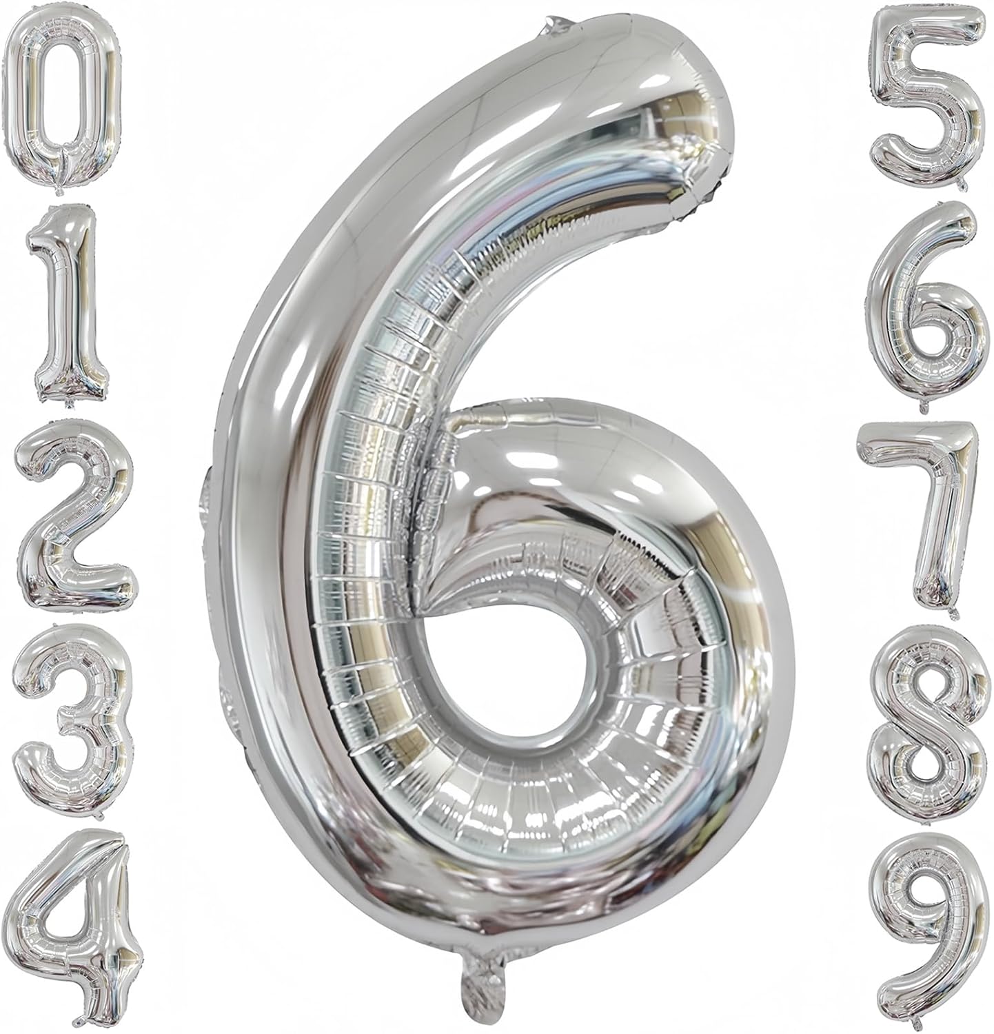 Silver 6 Balloon,40 Inch Number 6 Balloon,6 Birthday Balloon Decorations,Helium Silver 6 Balloon Number for Birthday Party Decorations