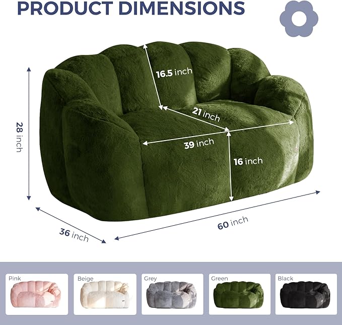 MAXYOYO Bean Bag Chair for Adults, Loveseat Floral Shaped Bean Bag Sofa - Image 2