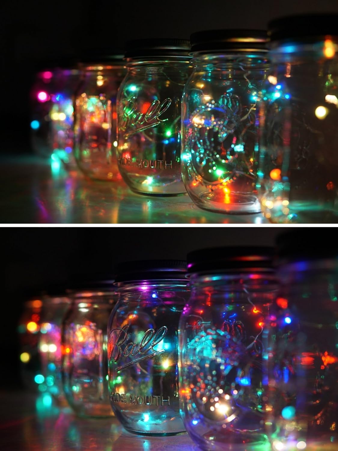 6 Pack Mason Jar Lights, 10 LED Solar Colorful Flicker Fairy String Lights Lids Insert for Garden Deck Patio Party Wedding Decorative Lighting Fit for Regular Mouth Jars …