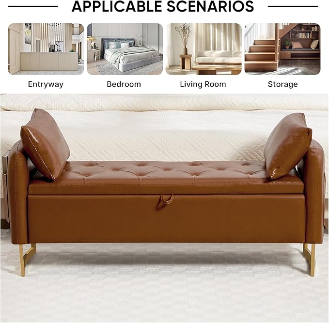 48" End of Bed Bench, Modern Storage Benches - Image 4