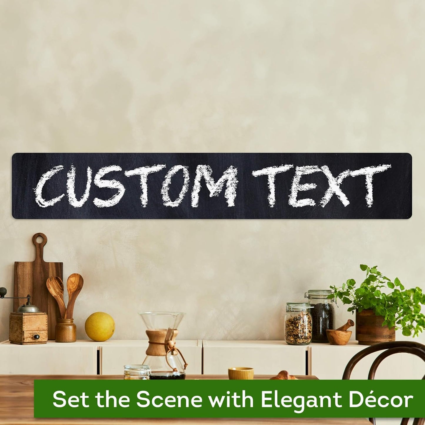 Custom Sign, Custom Street Sign, 11 Font Colors, 13 Font Styles, 4 Hole Options, 22 Sizes, 6x36 Inches, Rust Free DiBound, Fade Resistant, Made in USA by My Sign Center (Chalkboard Green)