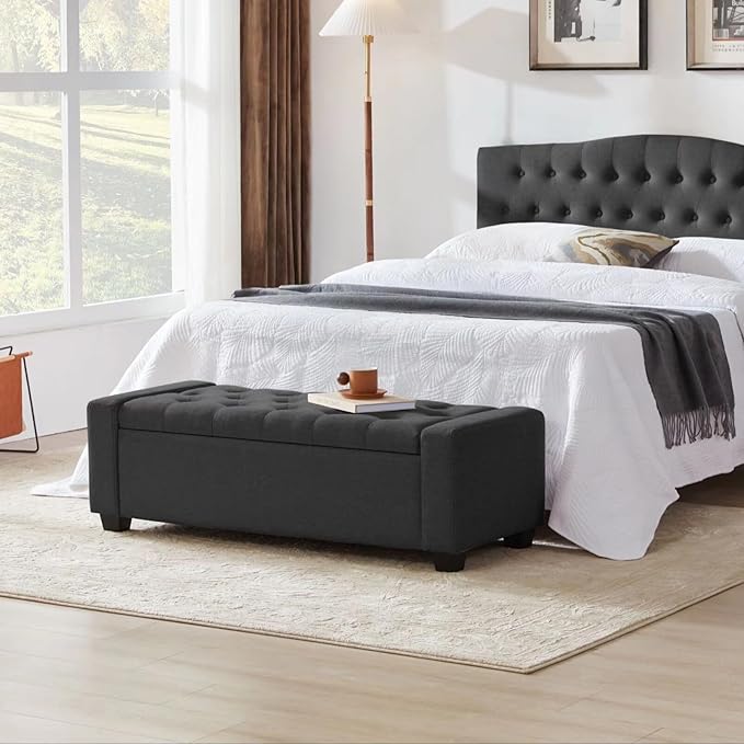 Huatean Home 48" Ottoman with Storage, Storage Ottoman Bench with Safety Hinge - Image 8