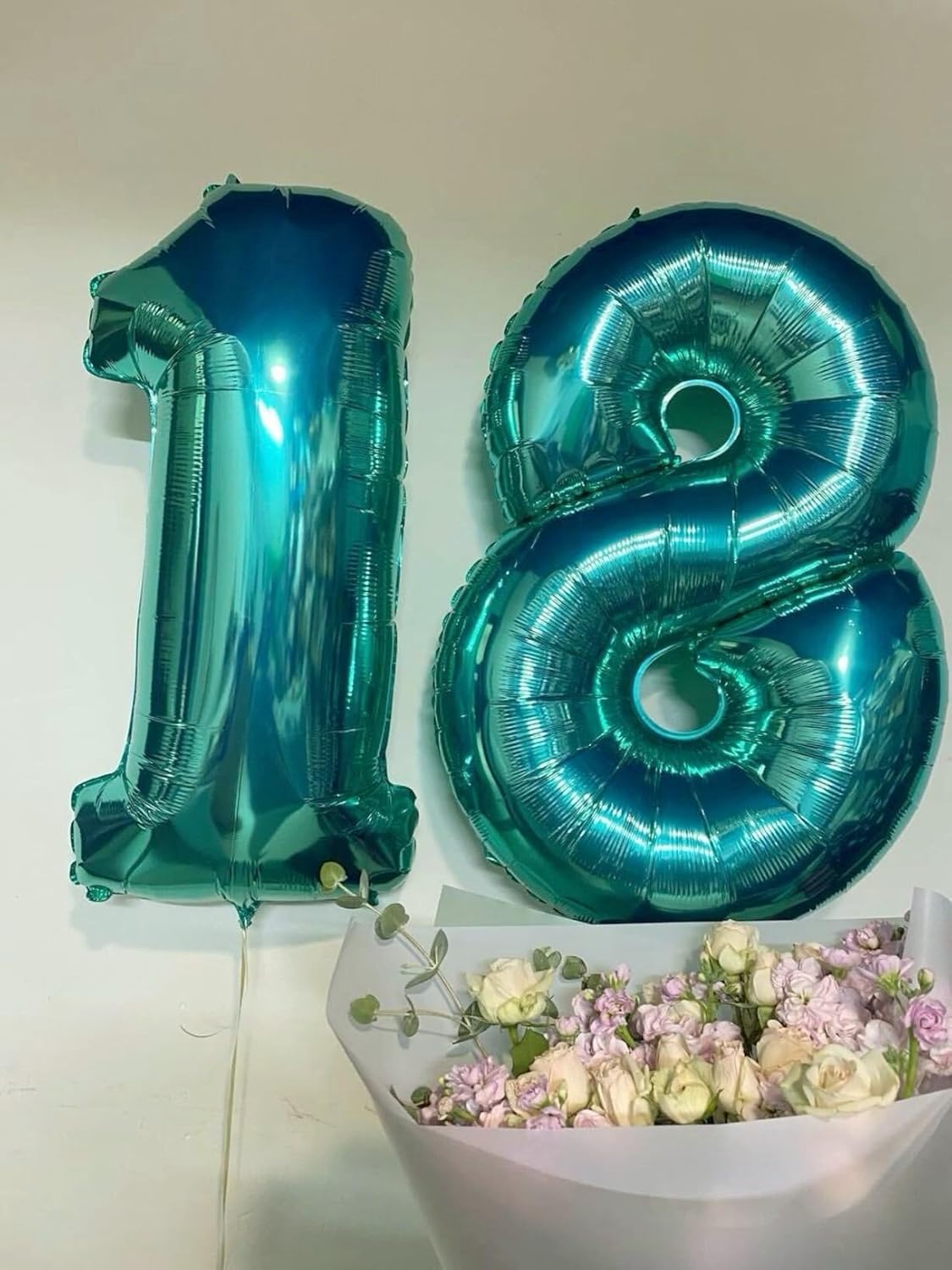 Helium Foil Teal Blue Number 8 Balloon 40 Inch, Mylar Eight Numbers 8 18 28 38 48 58 80 88 Birthday Balloons, Teal Blue Women Men Anniversary Graduations Party Supplies